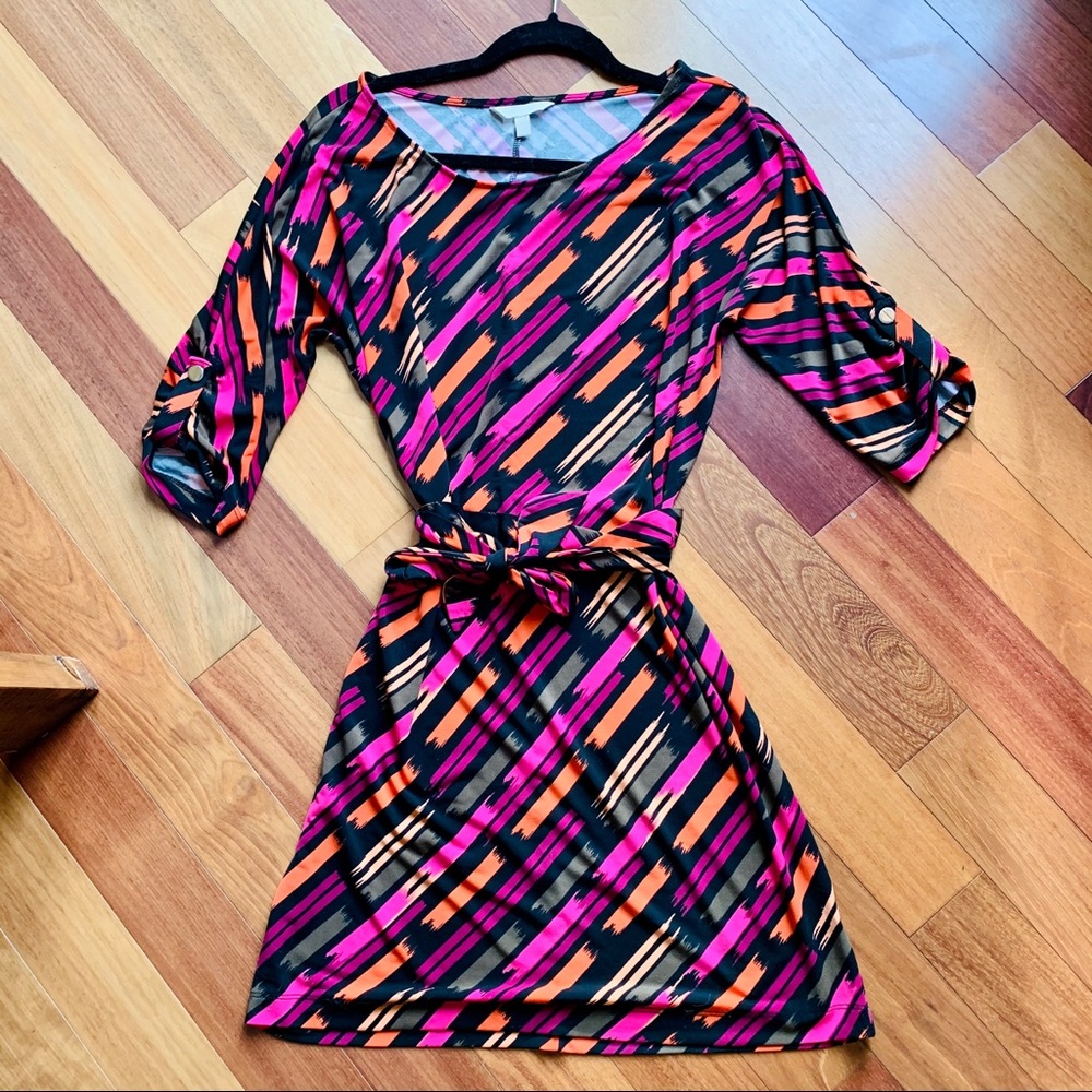 Banana Republic Bright Purple/Orange Graphic Print Dress